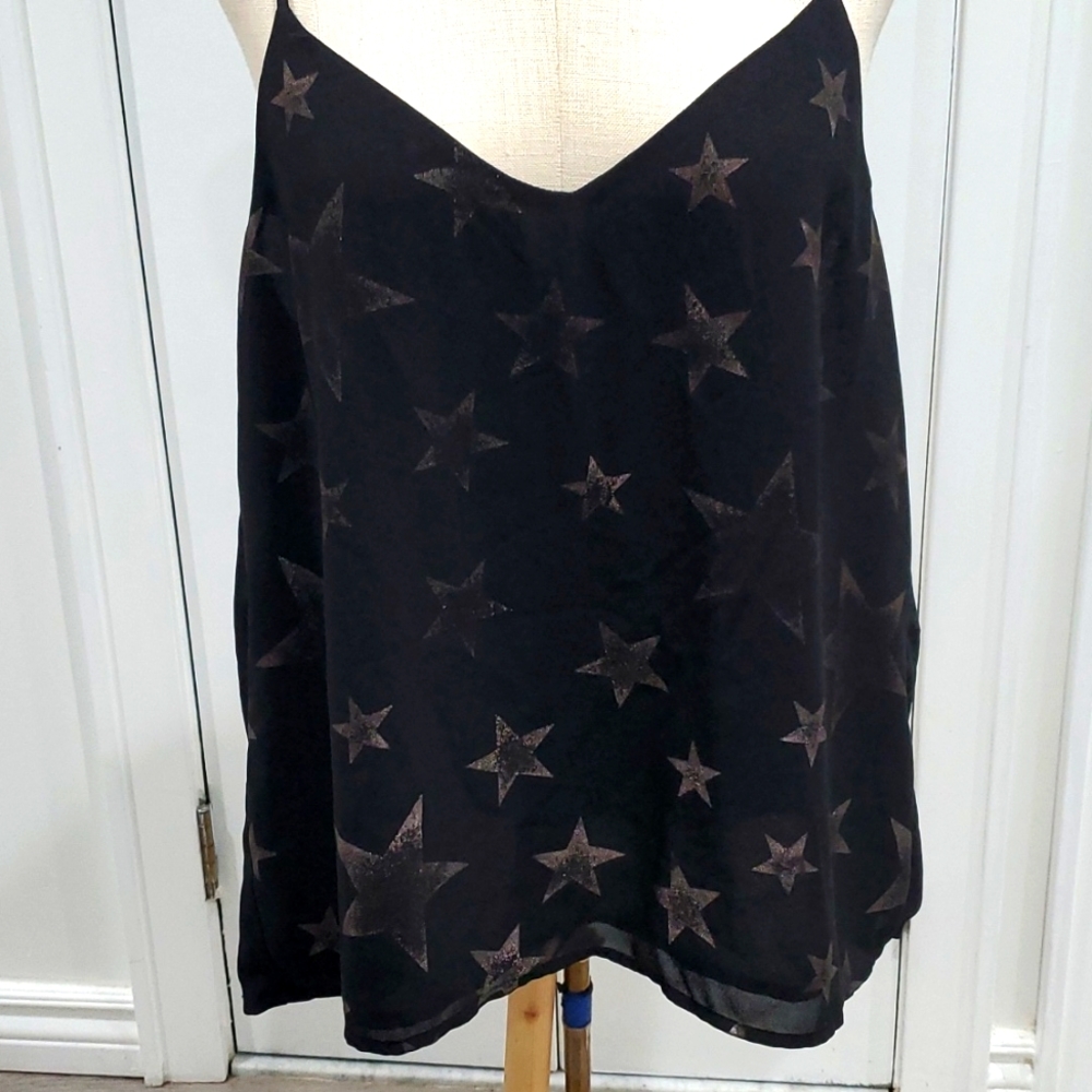 Lord & Taylor Black Star Tank Cami Top Large